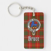 Bruce Clan Badge/Tartan Rechthoek Sleutelhanger (Voorkant)