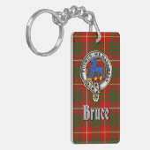 Bruce Clan Badge/Tartan Rectangle Sleutelhanger (Voorkant Links)