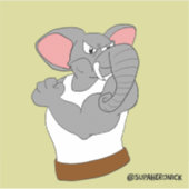 Bruce de Olifant Cartoon Krachtsporter Sticker (Voorkant)