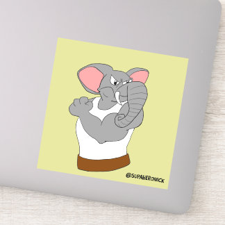 Bruce de Olifant Cartoon Krachtsporter Sticker