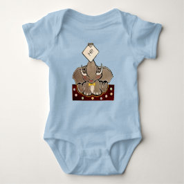 Bruce, de olifant speller blauwe bodysuit