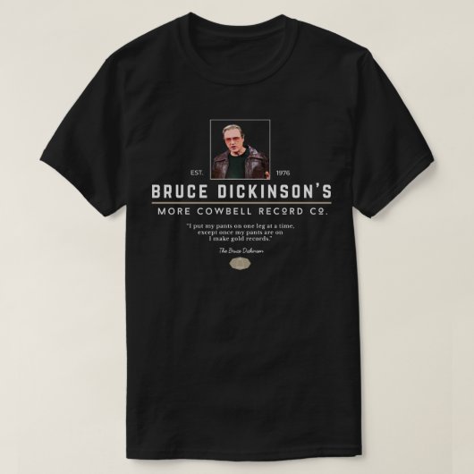 Bruce Dickinsons Meer Cowbell Record Co T-shirt (Design voorkant)