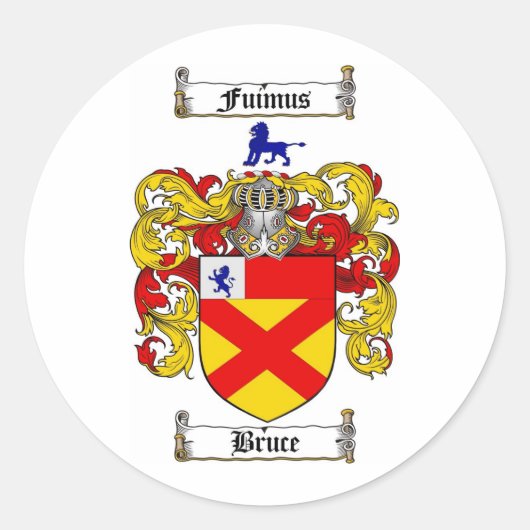 BRUCE FAMILY CREST - BRUCE COAT VAN WAPENS RONDE STICKER (Voorkant)