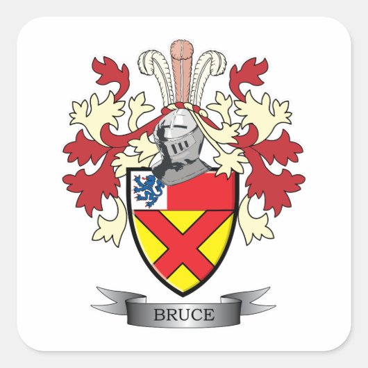 Bruce Family Crest Coat of Arms Vierkante Sticker (Voorkant)