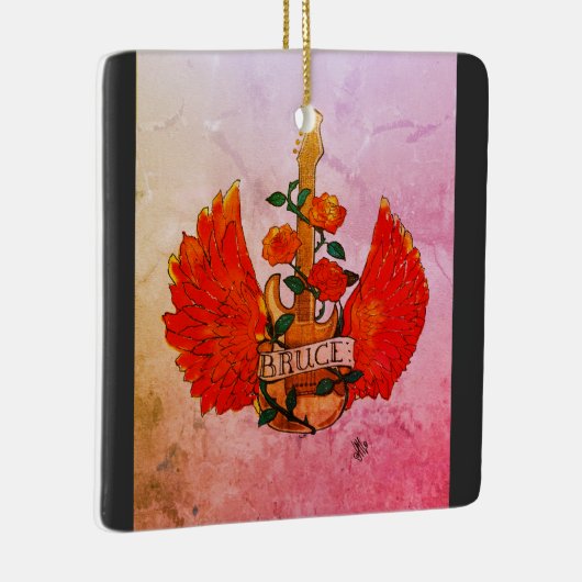 Bruce Fender Guitar Rock & Roll Rozen Keramisch Ornament (Rechts)