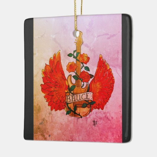 Bruce Fender Guitar Rock & Roll Rozen Keramisch Ornament (Links)