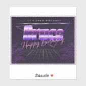 Bruce Name Vorname lila retro Sticker Geburtstag (Vel)
