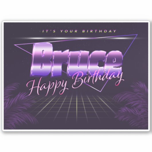Bruce Name Vorname lila retro Sticker Geburtstag (Voorkant)