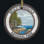 Bruce Peninsula National Park Canada  Badge Keramisch Ornament<br><div class="desc">Bruce Peninsula National Park vectorontwerp. Het park is een van de grootste beschermde gebieden in Zuid-Ontario,  die de kern vormen van het Niagara Escarpment World Biosphere Reserve van de UNESCO.</div>
