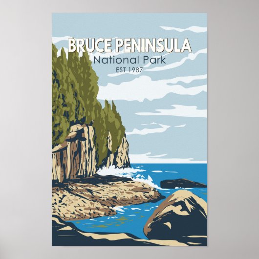 Bruce Peninsula National Park Canada Travel Art Poster (Voorkant)