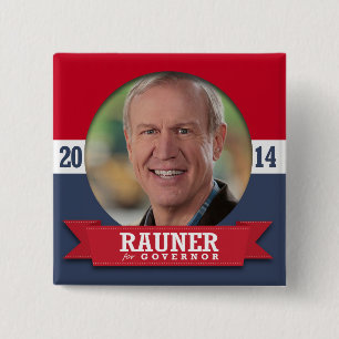 BRUCE RAUNER CAMPAIGN VIERKANTE BUTTON 5,1 CM
