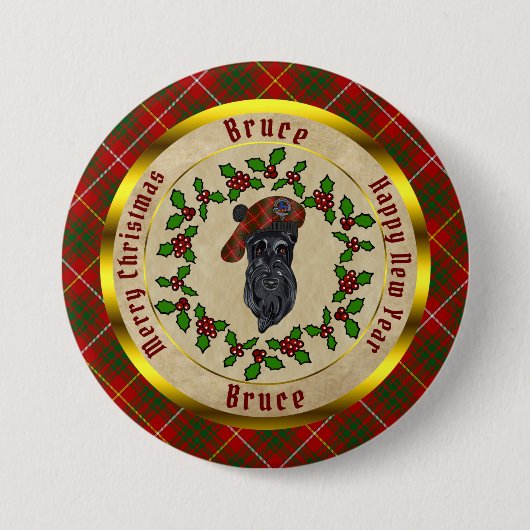 Bruce Scottie Dog kerstButton Ronde Button 7,6 Cm (Voorkant)