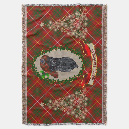 Bruce Scottie Dog Kerstmis Deken (Voorkant Verticaal)