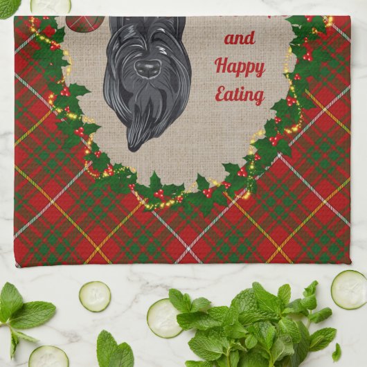Bruce Scottie Dog Kerstmis Kitchen Towel Theedoek (Gevouwen)