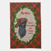 Bruce Scottie Dog Kerstmis Kitchen Towel Theedoek (Verticaal)