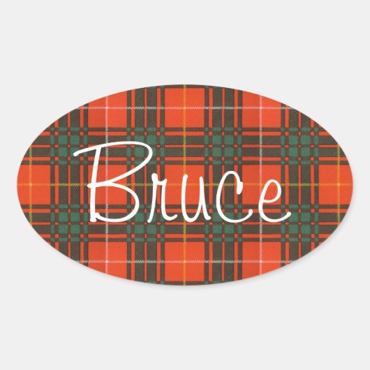 Bruce Scottish Tartan Ovale Sticker (Voorkant)