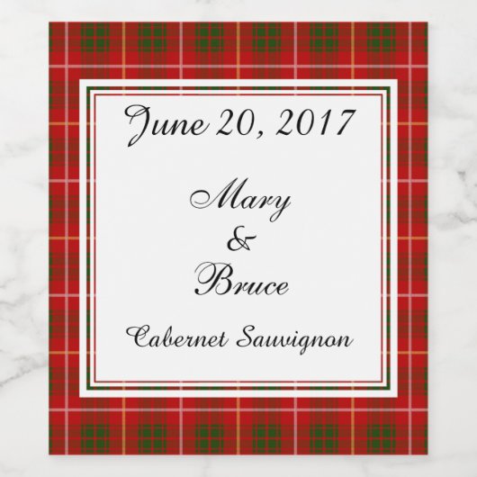 Bruce Scottish Wedding Wine Label Wijn Etiket (Enkel label)