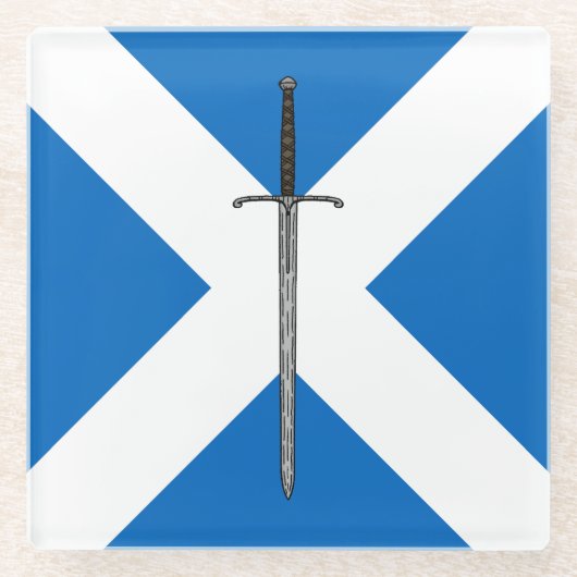 Bruce Sword op Saltire Glazen Onderzetter (Voorkant)