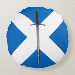 Bruce Sword op Saltire Rond Kussen
