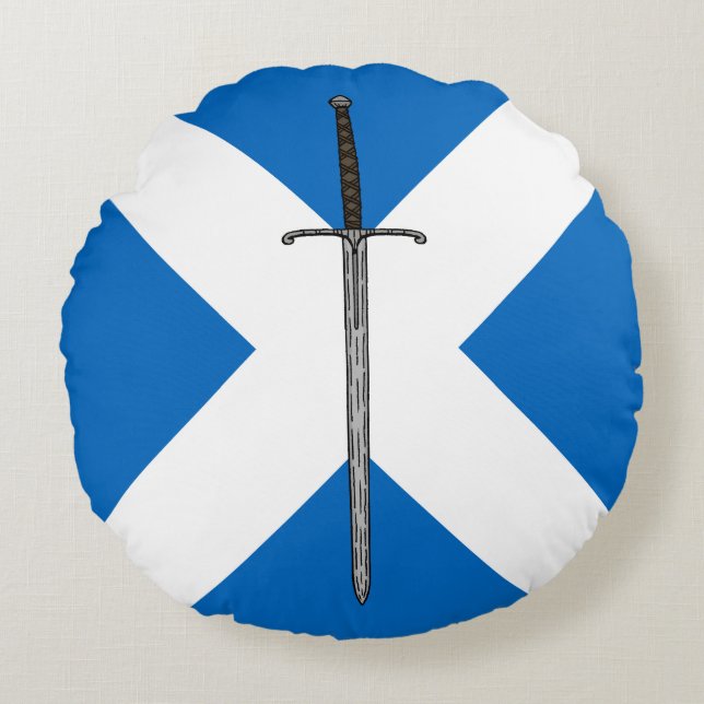 Bruce Sword op Saltire Rond Kussen (Voorkant)