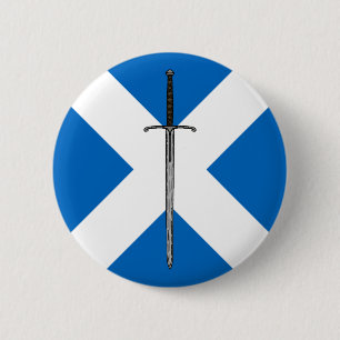 Bruce Sword op Saltire Ronde Button 5,7 Cm