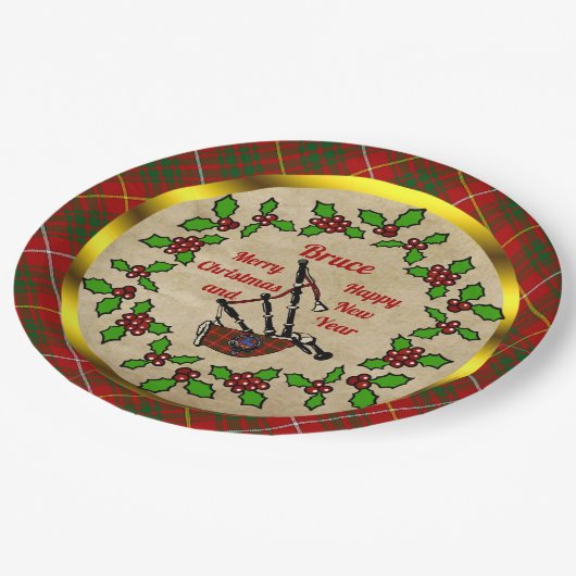 Bruce Tartan Bagpipe Holiday Papieren Bordje (Gekanteld)