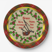 Bruce Tartan Bagpipe Holiday Papieren Bordje (Voorkant)