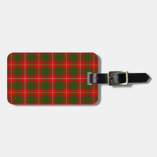 Bruce tartan red green plaid bagagelabel (Voorkant horizontaal)