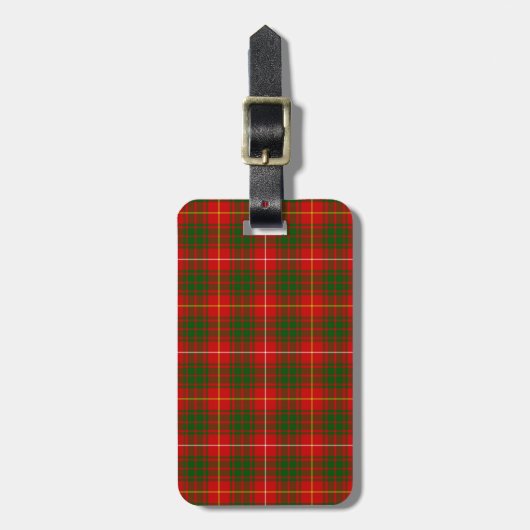 Bruce tartan red green plaid bagagelabel (Voorkant verticaal)