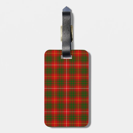 Bruce tartan red green plaid bagagelabel (Achterkant verticaal)