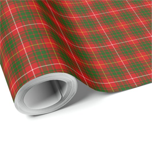 Bruce tartan red green plaid cadeaupapier (Rol Hoek)