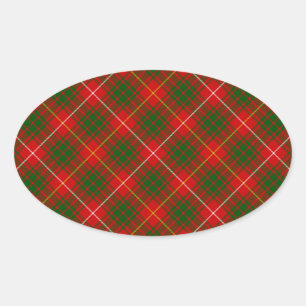 Bruce tartan red green plaid ovale sticker