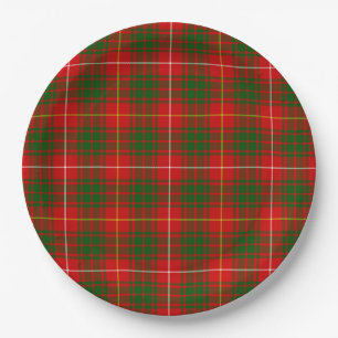 Bruce tartan red green plaid papieren bordje