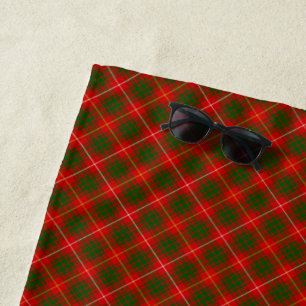 Bruce tartan red green plaid strandlaken