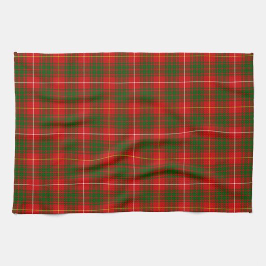 Bruce tartan red green plaid theedoek (Horizontaal)