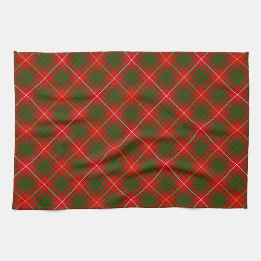 Bruce tartan red green plaid theedoek (Horizontaal)