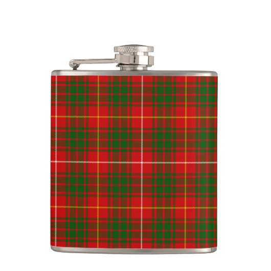 Bruce tartan rood groen geruit heupfles (Voorkant)