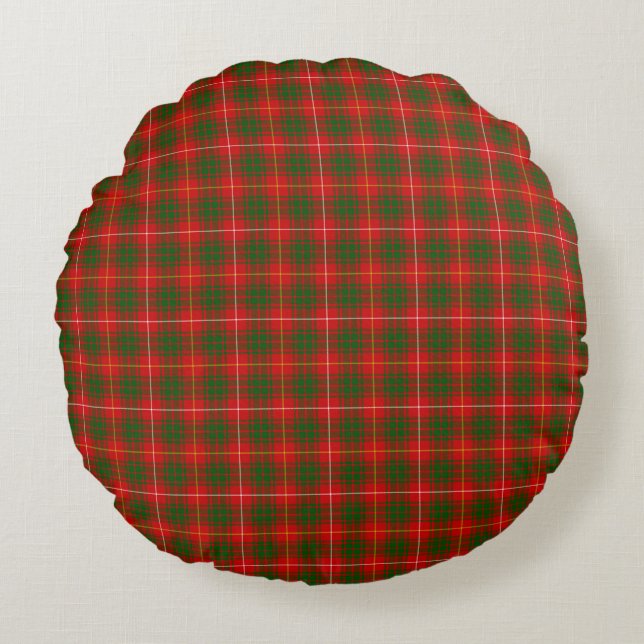 Bruce tartan rood groen geruit rond kussen (Voorkant)