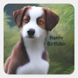 Bruce The Border Collie Puppy, Birthday Stickers