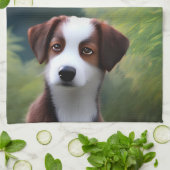Bruce The Border Collie Puppy, Dish Towel Theedoek (Gevouwen)
