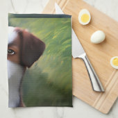 Bruce The Border Collie Puppy, Dish Towel Theedoek (Quarter Fold)
