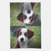 Bruce The Border Collie Puppy, Dish Towel Theedoek (Verticaal)