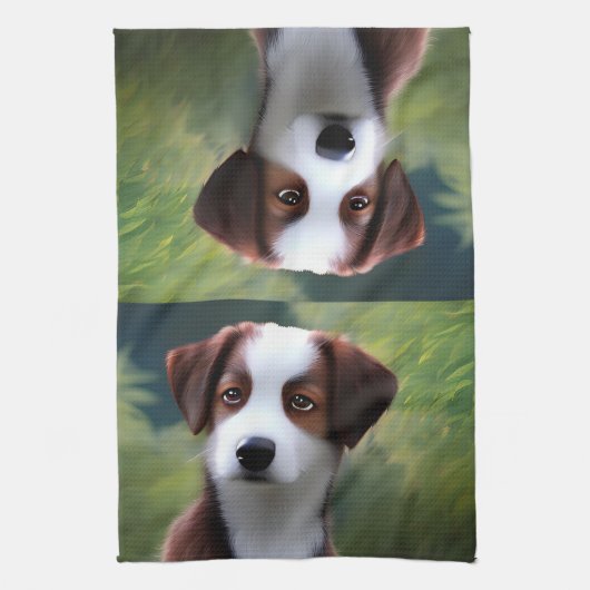 Bruce The Border Collie Puppy, Dish Towel Theedoek (Verticaal)