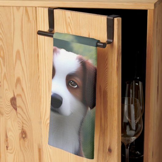Bruce The Border Collie Puppy, Dish Towel Theedoek (Derde Gevouwen)