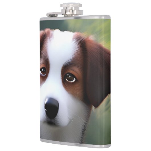 Bruce the Border Collie Puppy, Hip Flask Heupfles (Links)