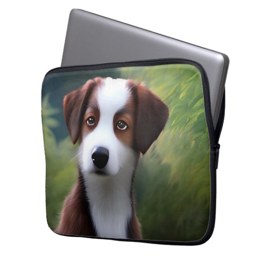 Bruce the Border Collie Puppy, laptophoes Laptop Sleeve (Voorkant Links)