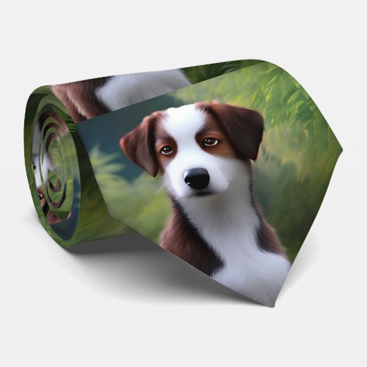Bruce The Border Collie Puppy, Stropdas (Opgerold)