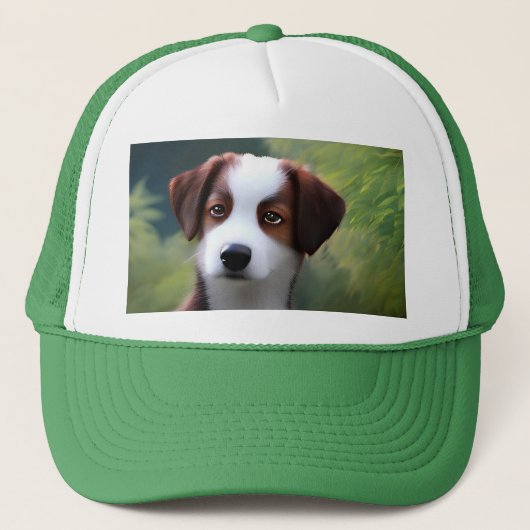 Bruce The Border Collie Puppy, Trucker Hat Pet (Voorkant)