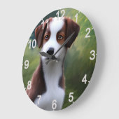 Bruce The Border Collie Puppy, Wall Clock Grote Klok (Hoek)