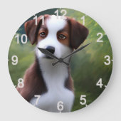 Bruce The Border Collie Puppy, Wall Clock Grote Klok (Voorkant)